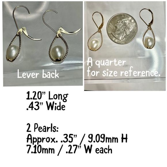 Eternal Gold 14KT Yellow Gold Baroque Pearl Dangle Earrings - Picture 4 of 5